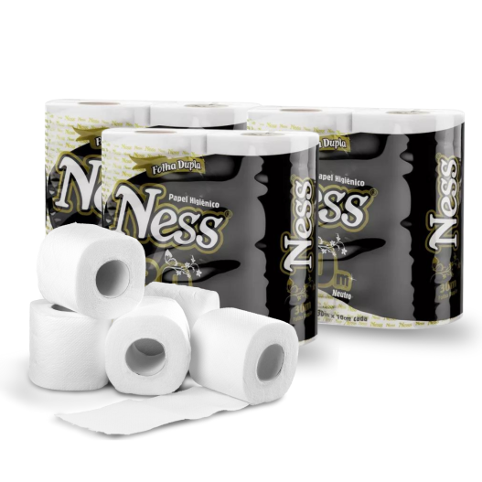 Rolo Papel Higiênico 30MTS Ness Folha Dupla - 64 Unidades